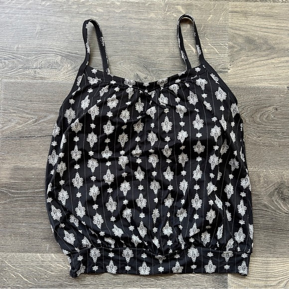 Lands' End Swim Lands End Blouson Tankini Damask Black Poshmark